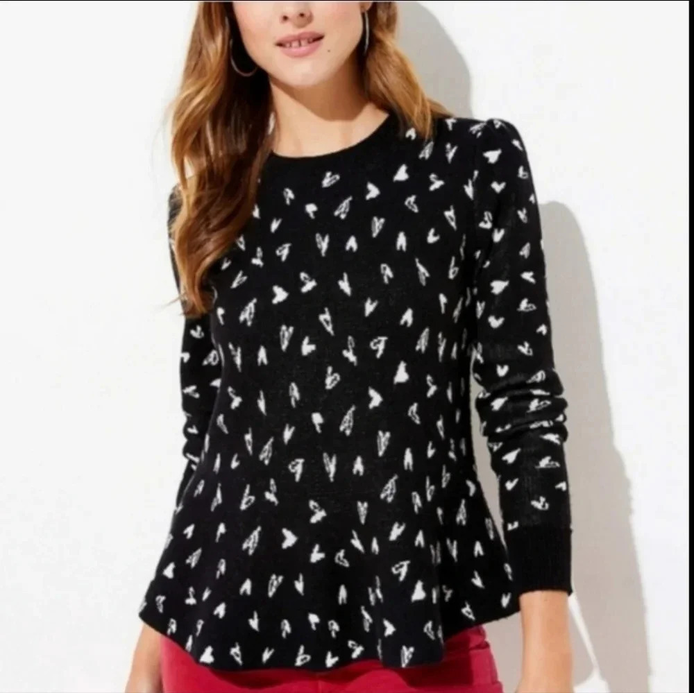 LOFT heart peplum sweater